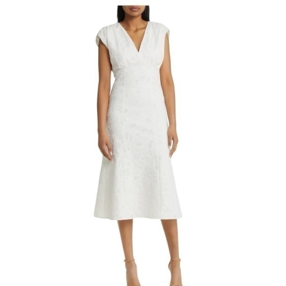 BOSS‎ Dipata Embroidered Cotton Blend Dress in White Size 4 NWT